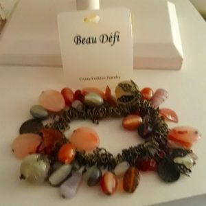 1 NW multi stone glass charm strech bracelet vintage lt#2000e-2 high-end FASHION